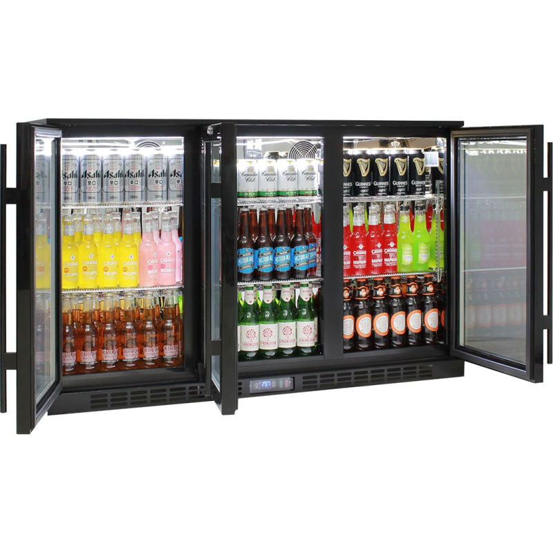 Bar Fridge | Rhino 3 Door | Energy Efficient LG Motor doors open and full of cold drinks